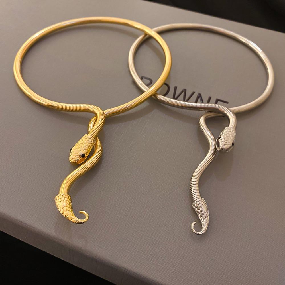 Metal Iron Zinc Zinc Alloy Women Snake Necklace Cool Street Necklace Clavicle Chain Couple