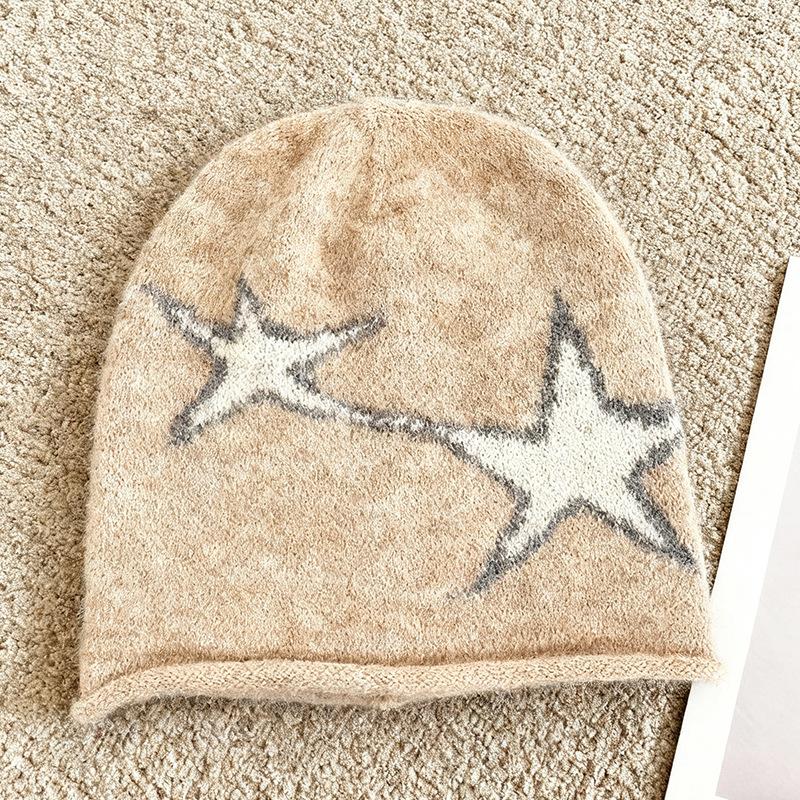 Shibuya street babes star knit heap hat children autumn and winter sweet cool Internet celebrity versatile pullover wool hat