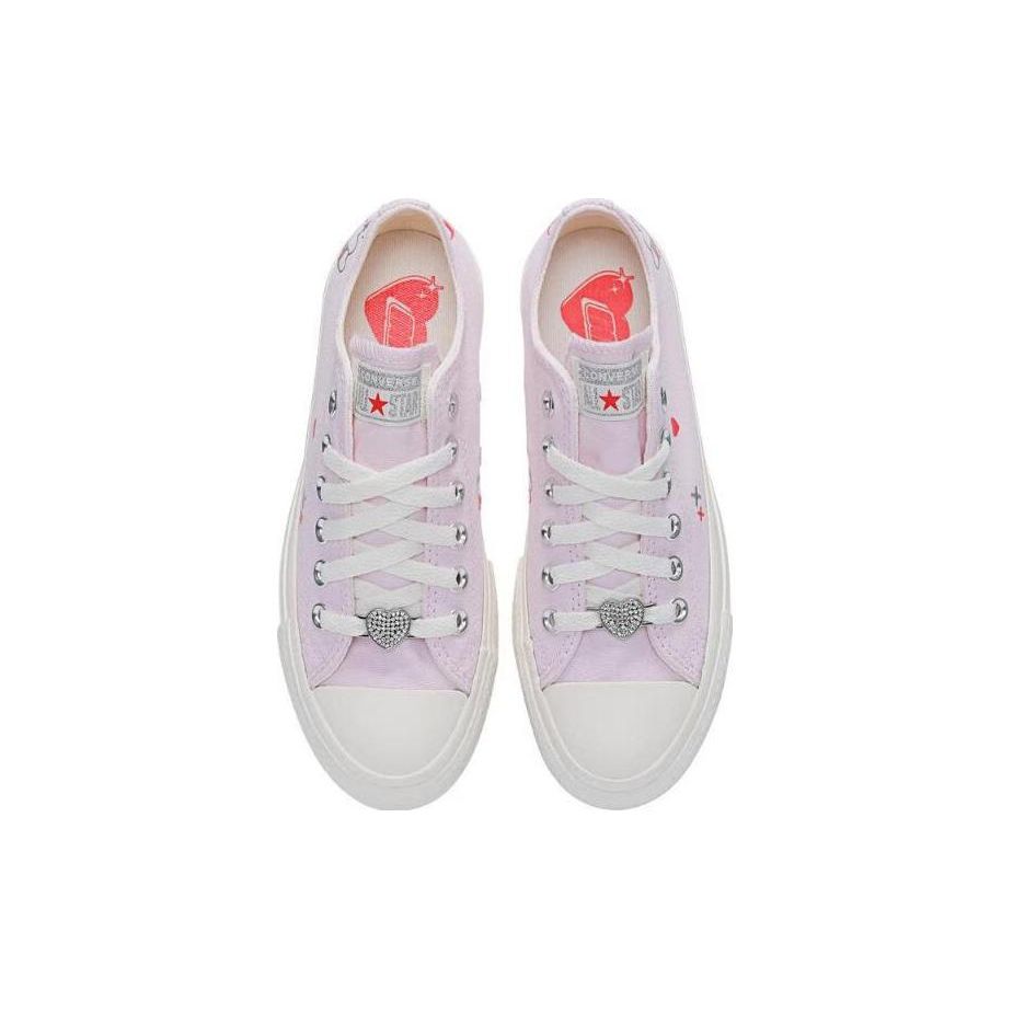 Converse Chuck Taylor All Star Lift Platform Low Y2K Heart Женские кроссовки Фиолетовый Lilac-Daze Egret A09115C