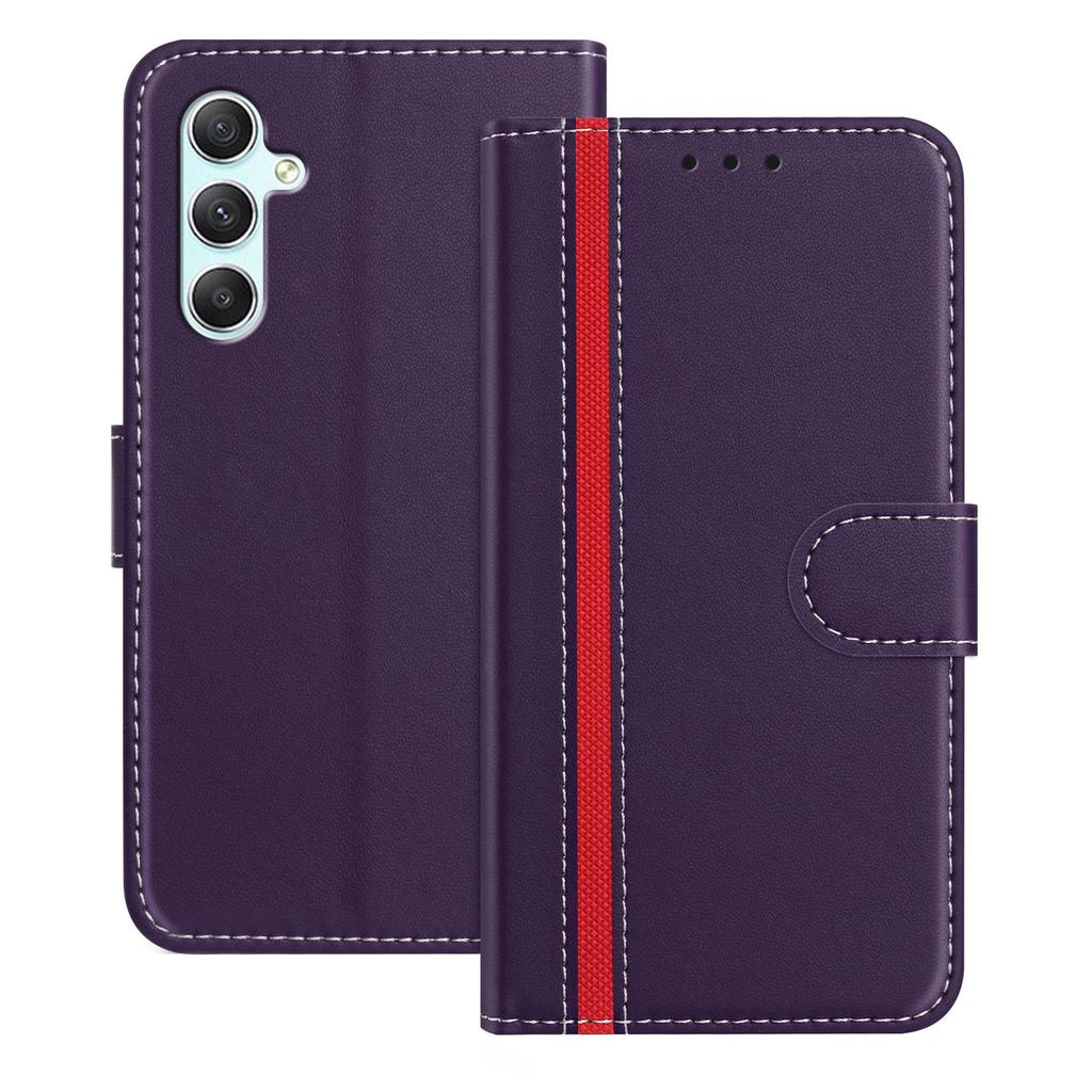 For Samsung Galaxy A34 5G Phone Cases Wallet Stand Color Splicing Leather Cover with Magnetic Clasp