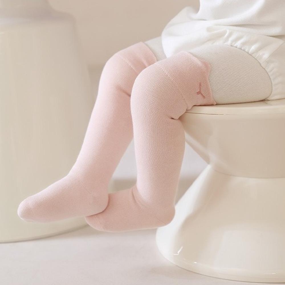 Дышащие носки для малышей без косточек средней длины, новые однотонные полосатые гольфы для детей