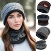 Winter Beanie Hat Scarf Set for Men and Women,Stylish Thermal Knit Skull Cap,Warmer Beanies Hats Neck Scarfs Set for Skiing Hiking Driving