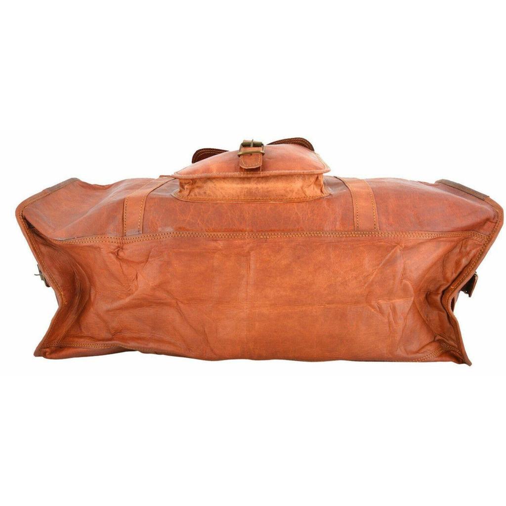 Leather Goat Luggage Men Travel Gym Hobo Duffle Brown Genuine Vintage Bags Bag