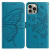 For iPhone 16 Pro Max Case Butterfly Imprinted Wallet Stand PU Leather Flip Phone Cover with Strap