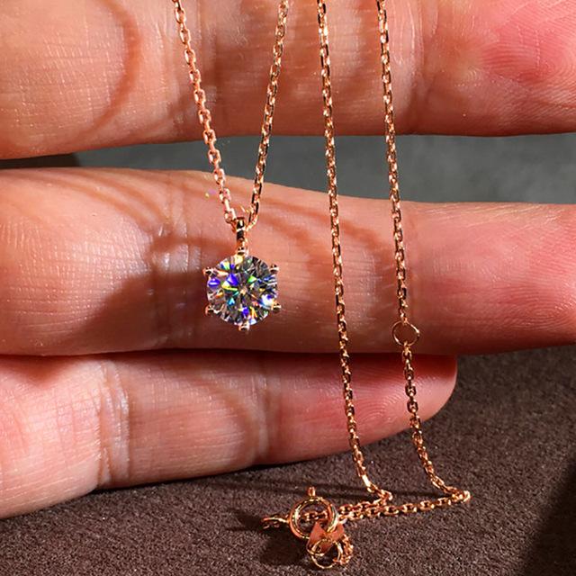 Sunflower Lab Moissanite Diamond Pendant Real 925 Sterling Silver Charm Party Wedding Pendants Necklace for Women Bridal Jewelry