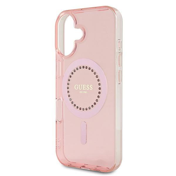Etui do iPhone 16 Guess Hardcase Rhinestones MagSafe różowy