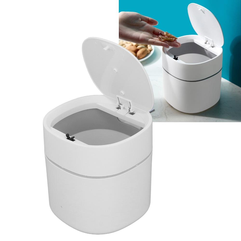 Push Button Lid Mini Desktop Trash Can Desk Trash Can With Lid Small Debris Storage Can Desk Area