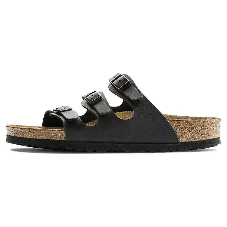 Birkenstock Leather Comfortable And Trendy Slide Slippers Unisex Black 0053013