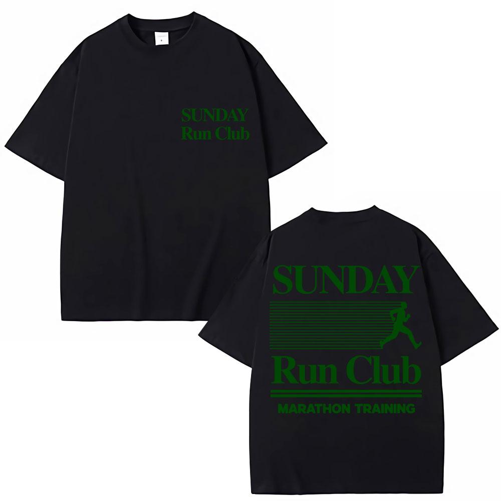 Sunday Running Club Graphic Summer T Shirt Cotton Breathable Sporty  Jogging Tshirts Unisex Women Oversized Cotton Casual Tshirt