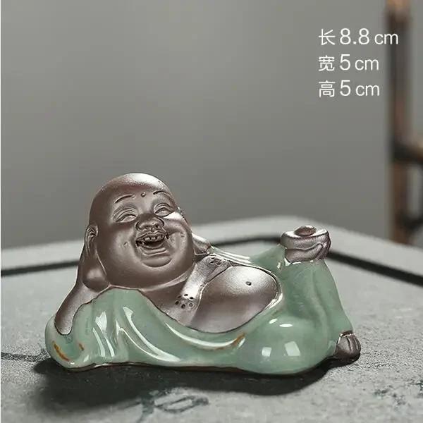 F Creative Boutique Улыбающийся Будда Чайный питомец Керамические украшения Безумный монах Фигурки кунг-фу и мини-товары для дома Офисное украшение