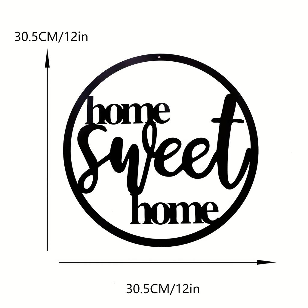 12in Black Metal "Home Sweet Home" Sign Elegant Wall Decor with Flowers Stylish Living Room & Bedroom Wall Art Room Decoration
