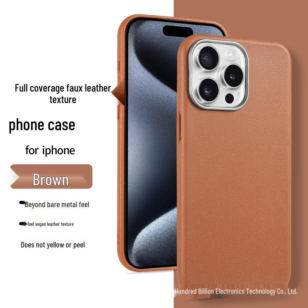 Чехол-подставка с текстурой кожи для iPhone 15 Pro Max с большим отверстием для Apple 16