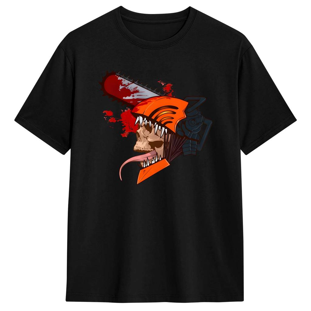 Anime ChainsawHead-themed Art T Shirt Summer Trending T Shirts Men Breathable Clothing Short Sleeve Streetwear Tops
