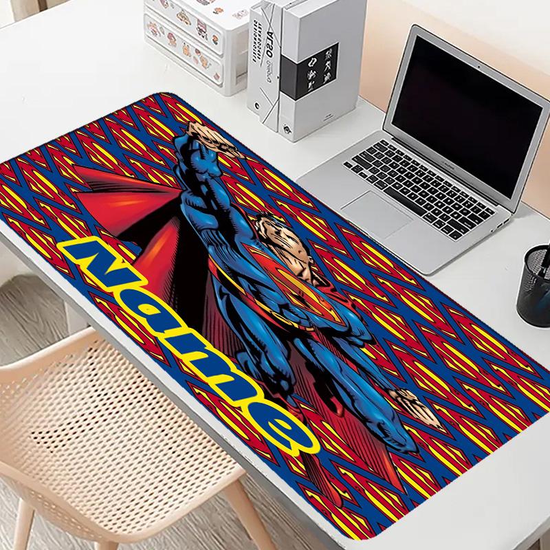 Custom Name Personalized Superman Pattern Mousepad, Laptop PC Desk Mat, Decorative Desk Mat for Home Keyboard Pad Gift