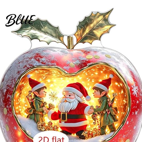 Праздничные ornaments в форме яблока Рождественский леденец 2D акриловая фигурка-ornament с Сантой и снегом Прочные праздничные знаки Сцена внутри Настольный декор для