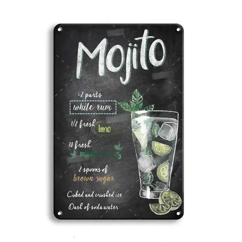 Vintage Metal Sign Decoration Gin & Tonic Cocktail Tinplate Poster Wine Whisky Art Plaque for Bar Home Wall Decor Tin Signs