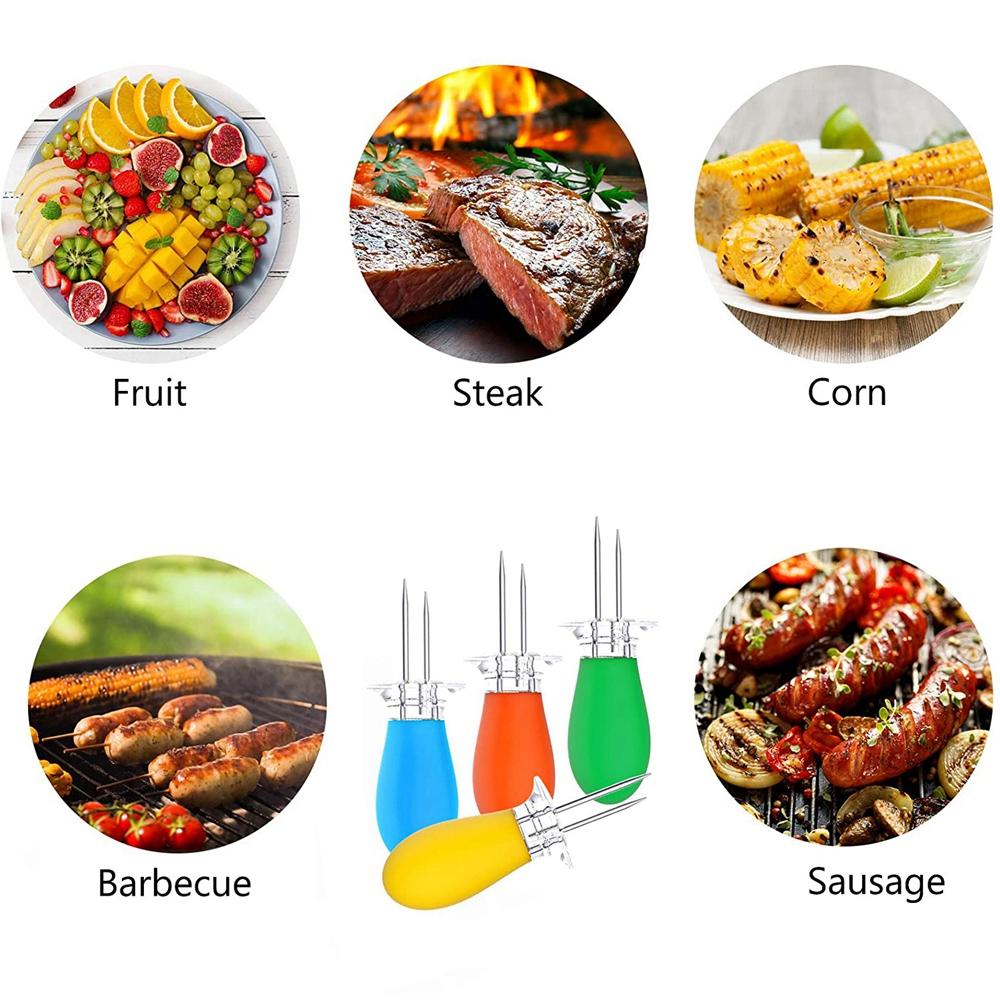 Home for Camping Picnic Cooking BBQ Supplies BBQ Prong Set Corn Skewer Fruit Forks Corn Holder
