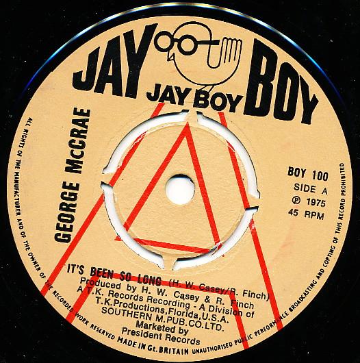 7-дюймовая пластинка GEORGE MCCRAE - It's Been So Long BOY100PROMO Jay Boy 1975 UK Соул/Фанк Б/У