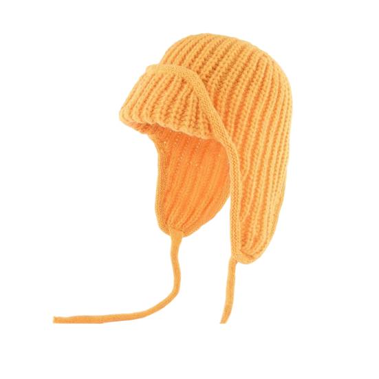 Женская вязаная шапка на шнуровке, однотонная, с защитой ушей, зимняя эластичная шапка, ветрозащитная шапка-ушанка для холодной погоды