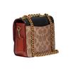 Coach Madison 16 Camellia Turnlock Color-Blocked Studded Flap Chain Shoulder Bag Mini Women Shoulder Bag Black Multicolor C2462-B4NQ4