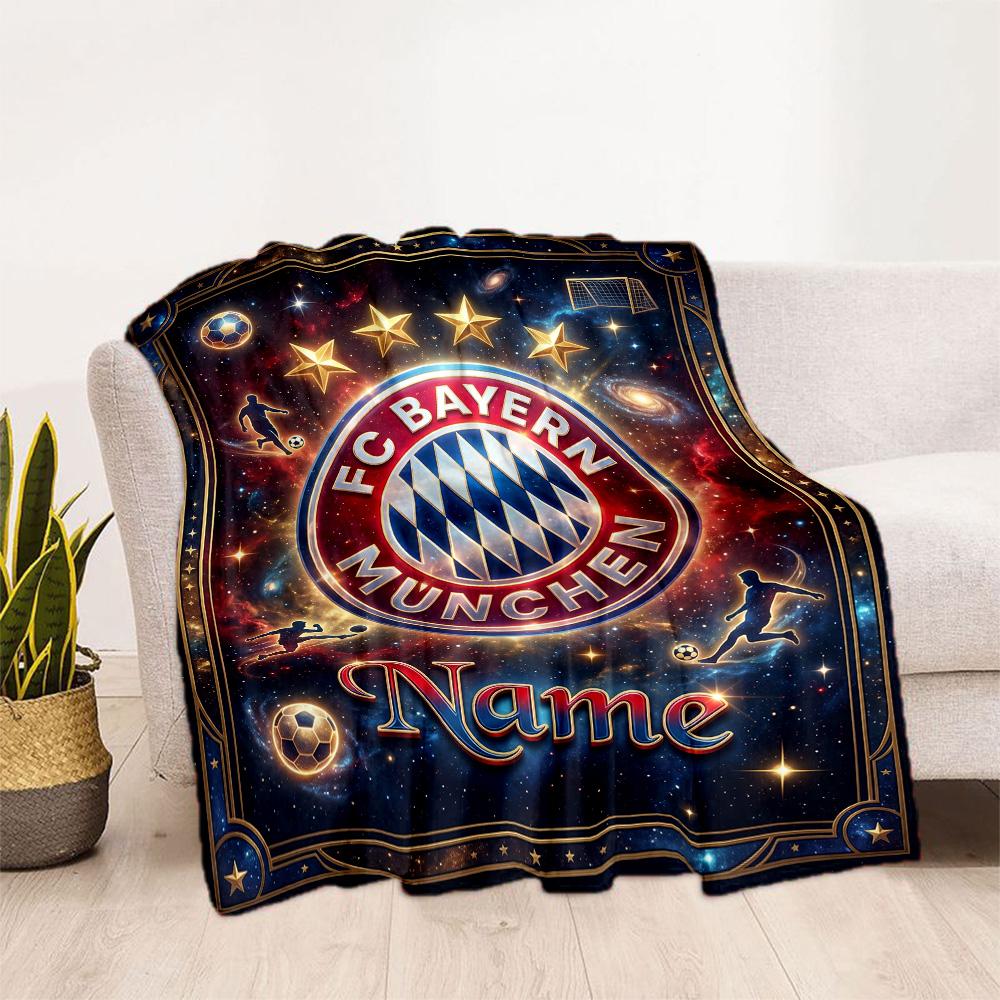 Bayern Munich Galaxy Artwork Customize Text Blanket Lightweight Customizable Blanket Ultra-Soft for Living Room Seaside Picnics Bed