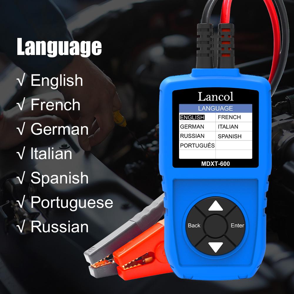 Lancol MDXT600 Car Battery Tester 12V Load Testers with Colorful LCD Screen 40-2000 CCA  Alternator Charging & Cranking System