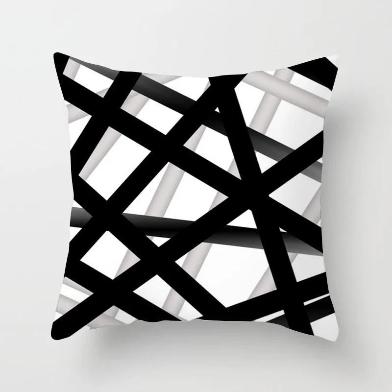Black Geometric Pattern Pillowcase Office Living Room Home Pillowcase Car Ornaments