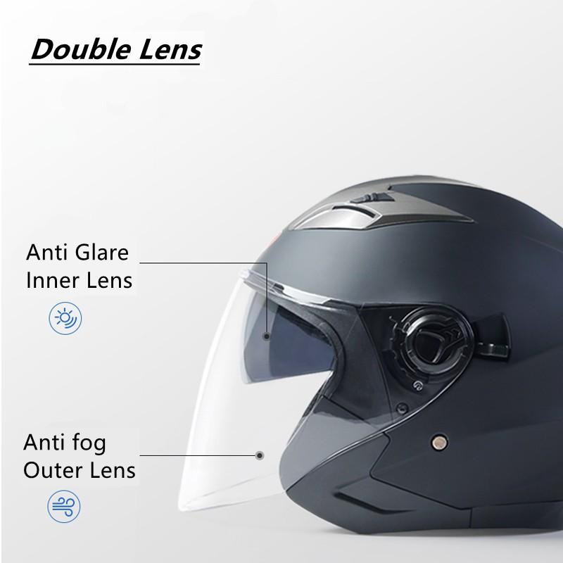 BLD Full Face Motorcycle Helmet 3/4 Open With Dual Visors DOT Certified Street Riding Scooter ATV