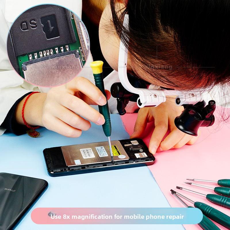 8 Крат Увеличение 15 Крат Увеличение 23 Крат Увеличение Светодиодная Лупа для Ношения на Голове Часовой Чип Ремонт Печатной Платы Идентификация Антиквариата Гравировка Печати