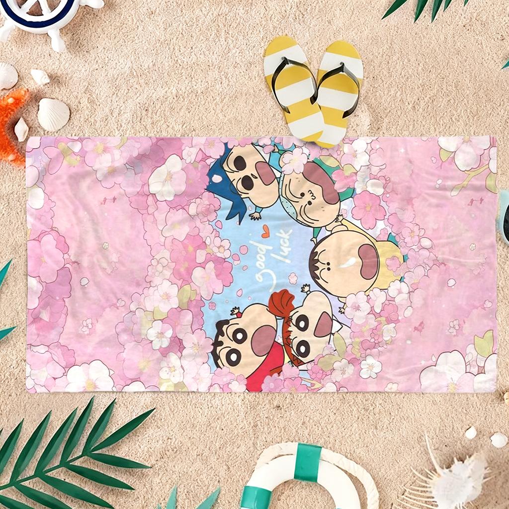Японский анимационный пляжный полотенце Shin-chan Быстросохнущее Подходит для пляжа, спортзала, йоги, бассейна Лето Забавный подарок для друзей и семьи