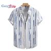 Повседневная мужская рубашка с коротким рукавом в разноцветную полоску, мужская рубашка, лето 2025, новинка, отпуск на Гавайях