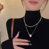 Double-Layer Stacked Metal Necklace Female Niche Light Luxury High-End Clavicle Chain Temperament Sweater Chain Neck Chain
