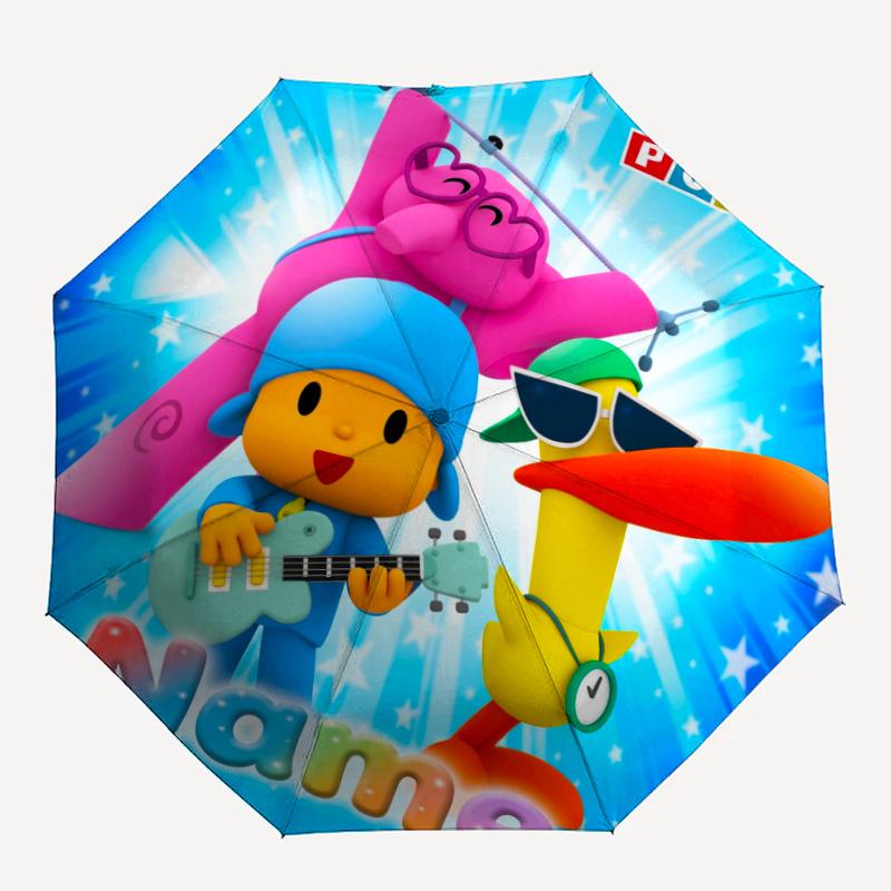 Custom Name Pocoyo Theme Automatic Umbrella, Lightweight & Portable, 8 Rib, Perfect for Outdoor Travel, Birthdays, Christmas, Gifts.