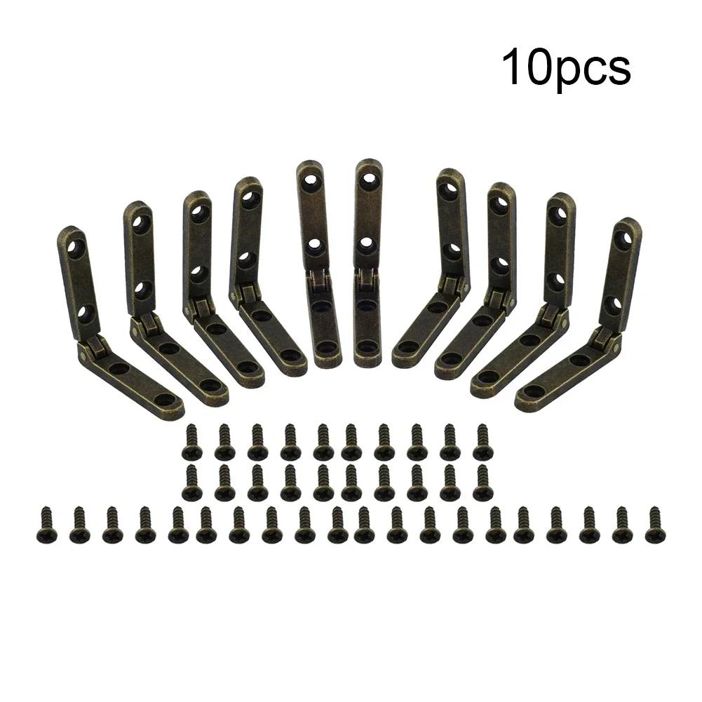 10 шт. складных опорных петель на 90° из цинкового сплава с пружиной для деревянной шкатулки для ювелирных изделий, самоблокирующиеся петли, фурнитура, аксессуары