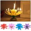 BT03535-Birthday Candles Lotus Flower Rotation Music Cake Decoration Party With 14 Small Candles PINK