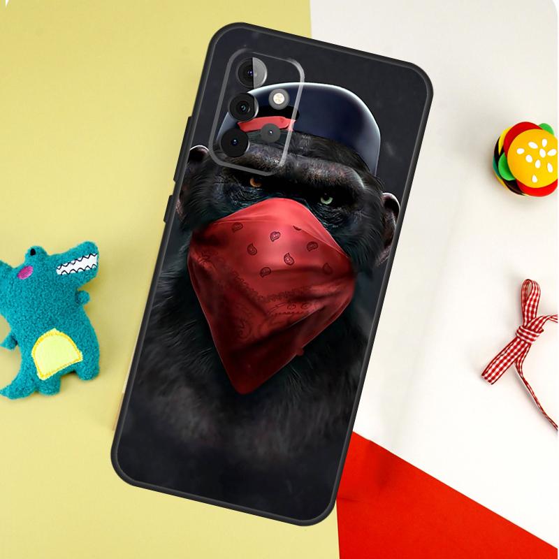 Забавный думающий обезьяна с чехлом для наушников для Samsung Galaxy A54 A34 A24 A14 A12 A22 A32 A42 A52 A72 A52S A51 A71 A13 A53 Чехол