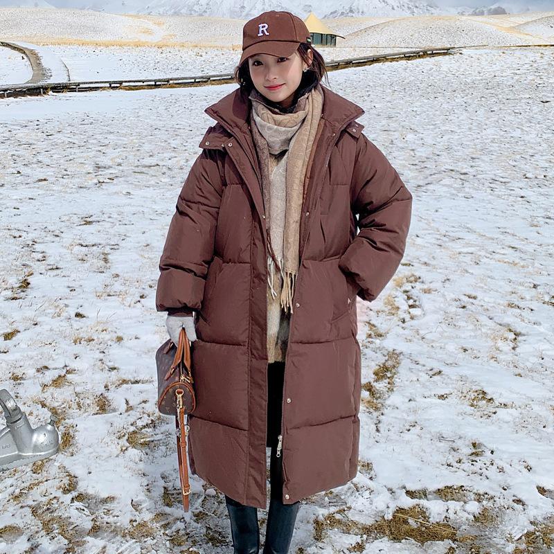 Стеганая одежда женская зимняя стеганая одежда женская свободная средняя и длинная до колена утолщенная стеганая куртка с капюшоном