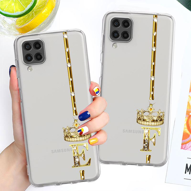 Прозрачный чехол для Samsung Galaxy A52 A12 A51 A32 A21s A71 A32 A22 50 A70 A31 A72 5G чехол для телефона розовое золото 26 букв ABC