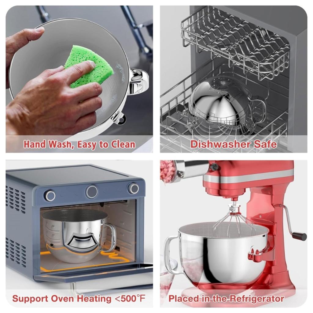 Миксер Чаша из нержавеющей стали Аксессуары для миксера Кухонный миксер Чаша для смешивания Можно мыть в посудомоечной машине Текстура из нержавеющей стали для миксера