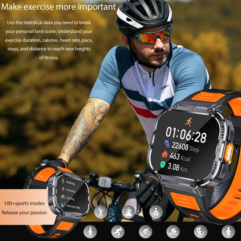 SACOSDING умные часы 2.0-дюймовый ультра большой экран светодиодный фонарик BT Calling AI Voice 400mAh мужские фитнес-спортивные трекеры умные часы