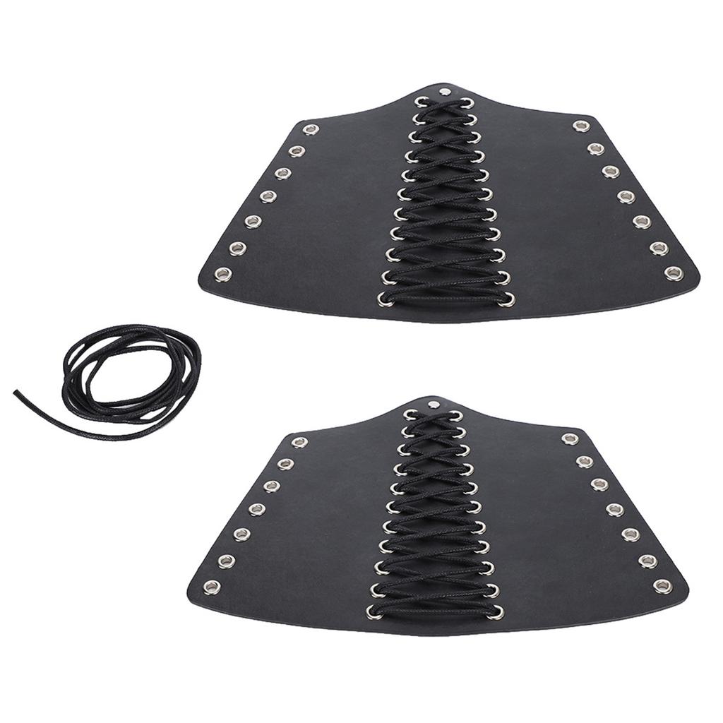 2 Sets Punk Bracer Black Outdoor PU Retractable Armband Archery Cross Strings Wristbands