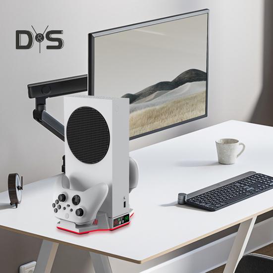 Охлаждающая подставка для игровой консоли с зарядной станцией для двух контроллеров, вертикальная охлаждающая подставка с RGB-подсветкой и портом USB 2.0 для Xbox S