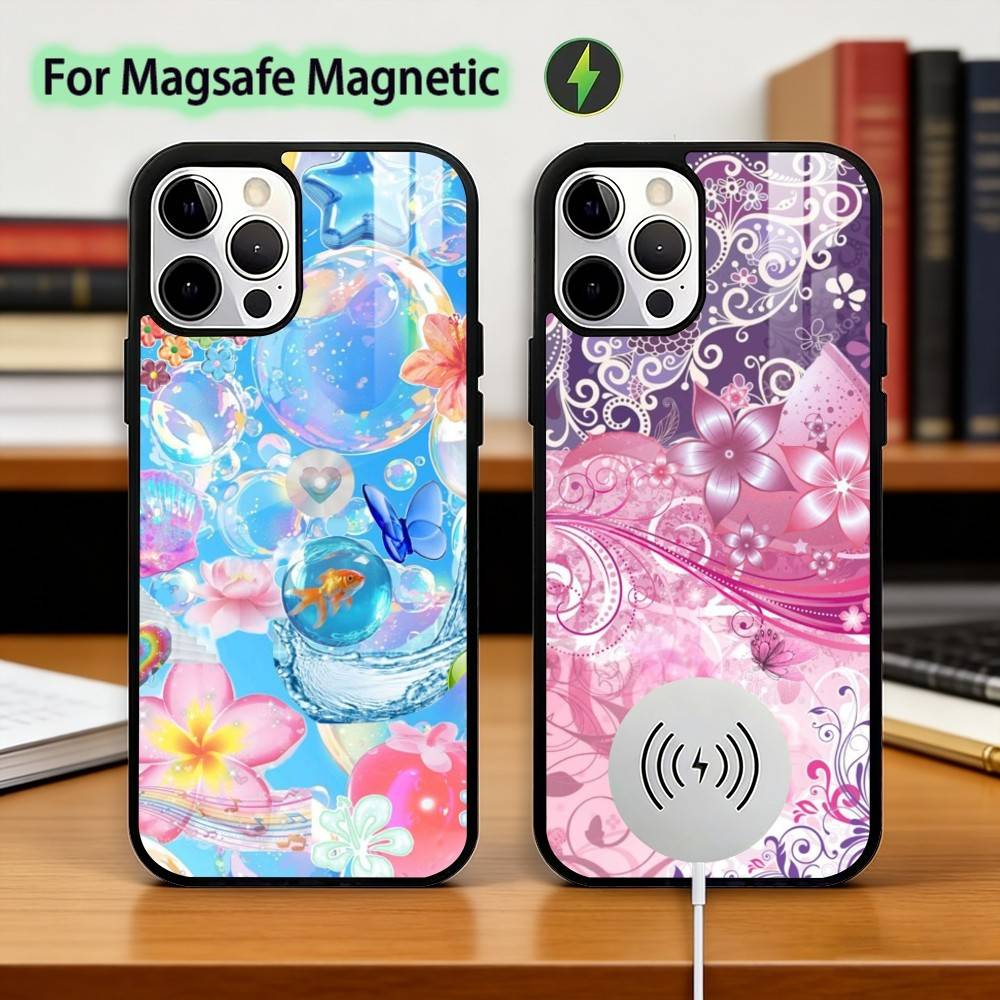 Цвет Frutiger Aero A-Art Чехол для телефона для iPhone17,16,15,14,13,12,11 Plus,Pro Магнитный для Magsafe Беспроводной зарядки