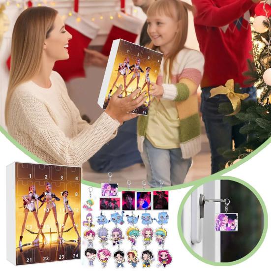 Demon Hunters Advent Calendar 2025 24 Days Christmas Countdown Calendar with 24 Keychain Gifts for Kids Adult Teens