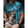 Fishing 3D Printed Casual Loose Men's Short Sleeved T-shirt Top for Summer Fishing