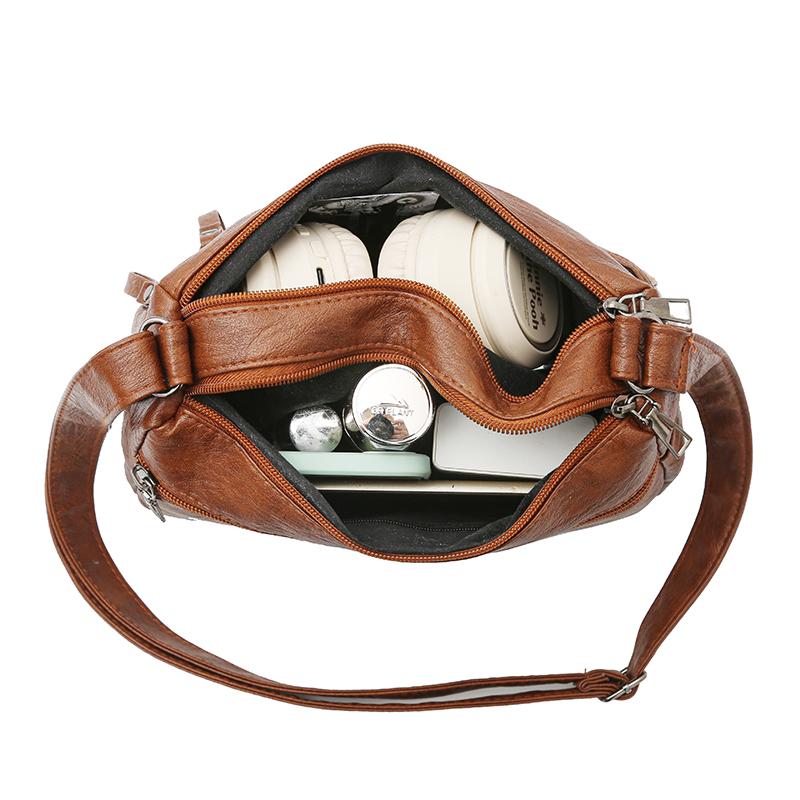 Женская сумка с несколькими карманами, мягкая кожаная сумка через плечо для мам среднего возраста