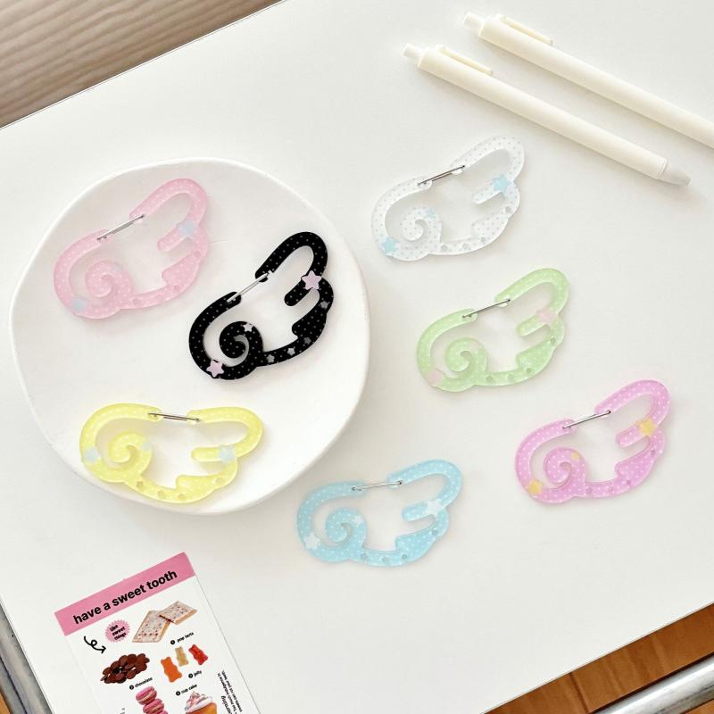 Карабин в форме крыльев в горошек, альпинистская пряжка, акриловая пряжка конфетного цвета, брелок для ключей, многоцелевое кольцо-крючок для рюкзака