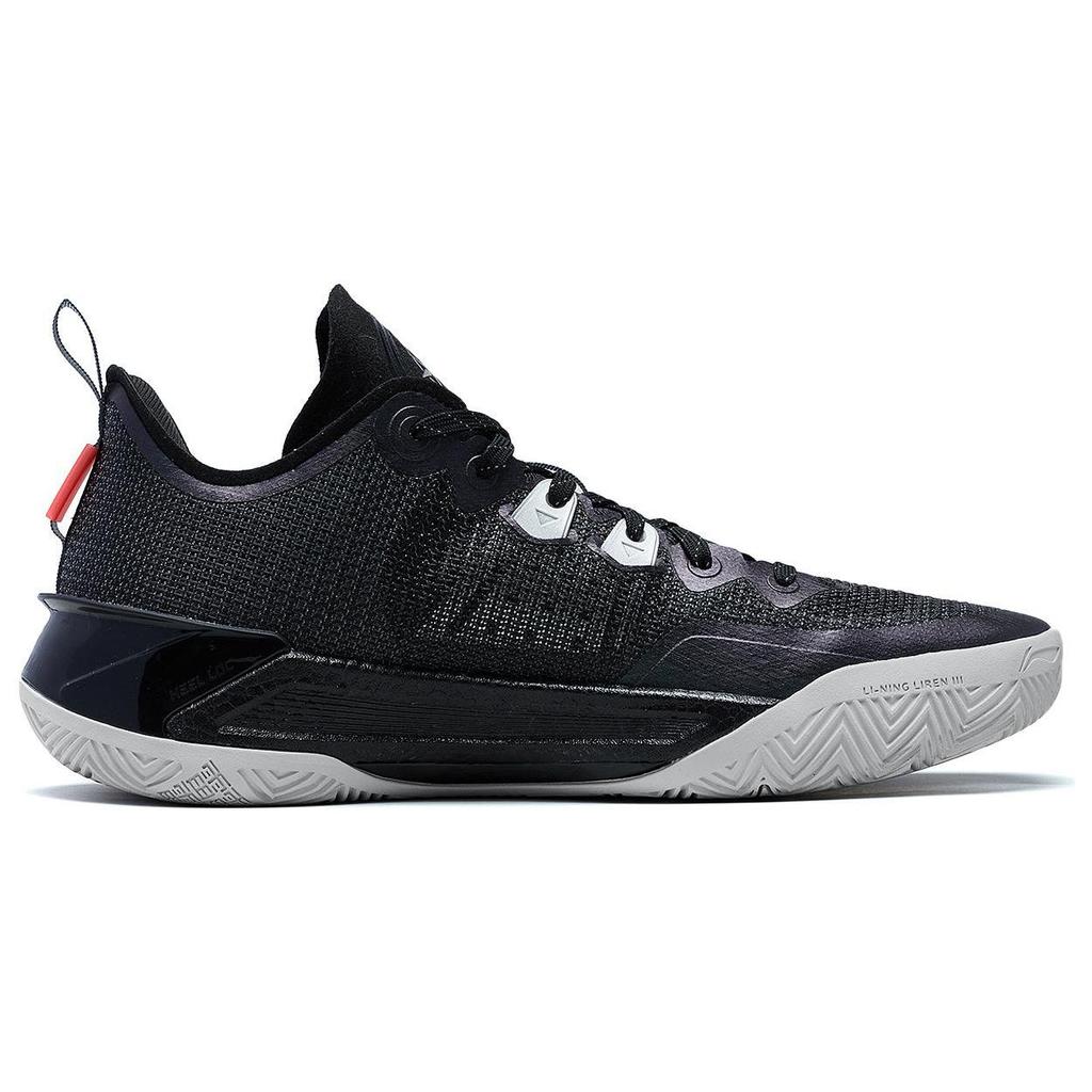 Li Ning Liren 3 V2 Низкие баскетбольные кроссовки с амортизацией Obsidian Мужские Ночной Черный ABAT057-7