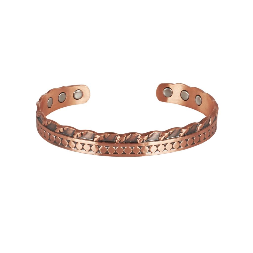 Ikuinen браслеты из чистой меди магнитотерапия лист регулируемые браслеты-манжеты с высоким магнитом винтажные ювелирные изделия изменяемого размера