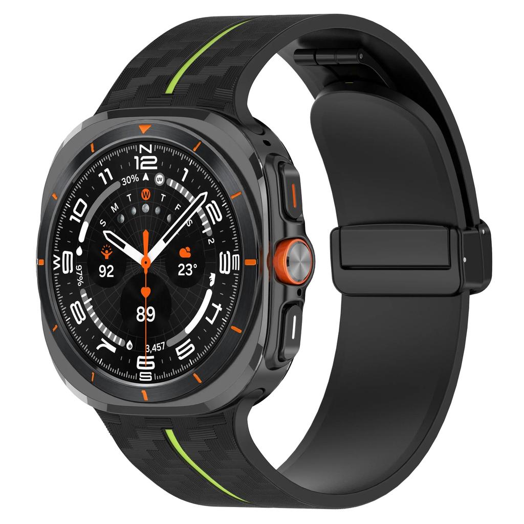 Ремешок с узором под карбон для Samsung Galaxy Watch 7 Ultra 47 мм Силиконовый ремешок с магнитной застежкой для Galaxy Watch 7 Ultra Браслет